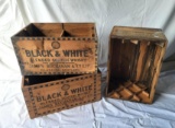 3 Black & White Blended Scotch Whisky Wooden Crates. NO SHIPPING, PICK UP ONLY