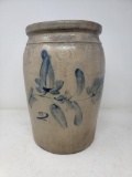 2 Gallon Crock with Elaborate Floral Decoration