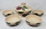 WATT Oven Ware Cherry Covered Bowl and Four Bowls