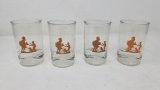 Four Juice Glasses - Jelly Jars with Silhouette of Cook, Dog and Boy