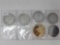 Morgan Dollars 1883-O, 84-O, 96, 01-O, 21 All with PVC, Proof Brass Coin