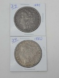 Morgan Dollars- 1880 XF, 1881 VS