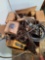 2 Boxes of Miscellaneous Parts, Lights, Spindles, Kingpin Sets, Ford NOS, Wires, Etc.