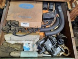 Drawer of Car Parts- Ford Pump, Hoses, Volt Regulators, Ford NOS Parts, E-Brake Cable, Etc.