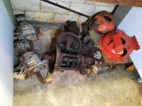5 Transmissions and 2 Bell Housings, '58 Up Chevy, Ford, Etc. (Under Work Table)