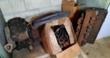Engine Parts- Some Y Block Heads #145649-40, 2 Other Heads with Exhaust Manifolds.