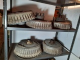 5 Finned Brake Drums- A Few Fins Missing on One (On 2 Shelves)