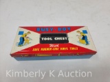 Busy Boy Toy Chest, The Ohio Art Co., Lithographed Tin Containing Toy Tools