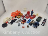 Grouping of Toy Cars, Trucks and Accessories in Plastic and Die Cast