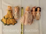 5 Small Plastic Dolls including Story Book Dolls