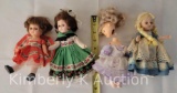 4 Ginny Dolls in Various Dresses, As Is