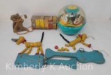 Fisher Price Roly Poly Ball, 2 Pluto Puppet Toys, Card Game Library and Wooden Dog Figure