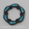 L & J ZUNI N.M. Silver and Inlaid Turquoise Circle Pin