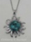 Sterling and Compressed Turquoise Pendant on Chain