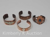 Four Southwestern Copper Cuff Bracelets