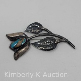 UITA 21 Sterling Tulip Brooch with Turquoise