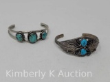 Two Southwestern Turquoise Cuff Bracelets