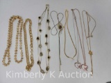 8 Gold-Tone Costume Necklaces