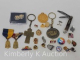 Commemorative Pins, Pocket Knife, etc.
