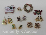 Costume Christmas Pins and Earrings