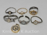 6 Lady's Fashion Wrist Watches and a Pocket Watch