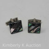 Mexican Abalone and Sterling Cuff Links