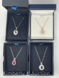 Four Sterling Necklaces with Sterling Pendants
