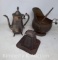 Silver Plate Tea Pot, Early Toaster, Copper Coal Scuttle