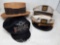 4 Hats- Harley Davidson with Pin, Straw Hat and 2 Sailor Hats- 1 with Small Chevy Pins
