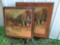 2 Folding Card Tables with Hunt Scene Tops, 26.5