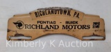License Plate Topper- Richlandtown PA, Richland Motors Pontiac Buick, Early with Damage