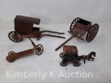 Cast Iron Toy/Parts: Small Horse & Carriages and Scooter