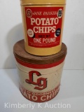2 Vintage Potato Chip Tins