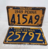 1949 & 1954 Pennsylvania License Plates