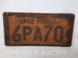 1942 Pennsylvania License Plate