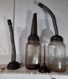 2 Oil Bottles with Pourers, 1 Oil Can, 1 Oil Bottle Lid
