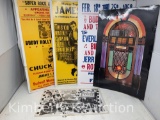 5 Reproduction Posters and Prints- James Dean, Chuck Berry, Bill Haley, Buddy Holly, Etc.