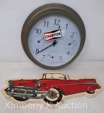 Battery Operated Clock with Weather Station Dials, Battery Operated 1957 Chevy Clock (Particle Board