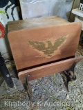 School Desk with Inkwell Hole and Iron Base