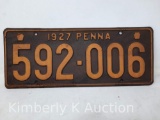1927 Pennsylvania License Plate