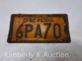 1942 Pennsylvania License Plate