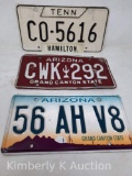 3 License Plates- 2 Arizona, 1 Tennessee