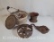 Iron Lot- Handled Iron Pot, Pulley, Wheel, Mortar Pot and Tin Stove Pipe Cover