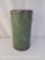 Narrow Wooden Bucket in Green Paint with Metal Trim and Side Hooks, Possibly Fire Bucket