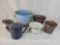 Enamelware & Tin Lot- Bucket, Handled Pot, Coffee Pot and Metal Buckets and Measure