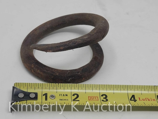 Early Spiral Hand Wrought Iron Hook, Approx. 3" Diameter