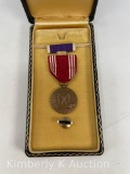 Military Good Conduct Medal with 2 Additional Bars Housed in a Purple Heart Box