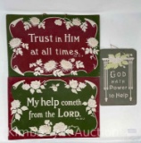 Three Vintage Religious Cardboard Display Plaques