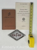 Vintage Naval & Fire Protection Ephemera with Cast Iron Paperweight
