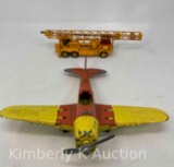 Vintage Cast Metal Toys Hubley Airplane and NZG Modelle Well Driller